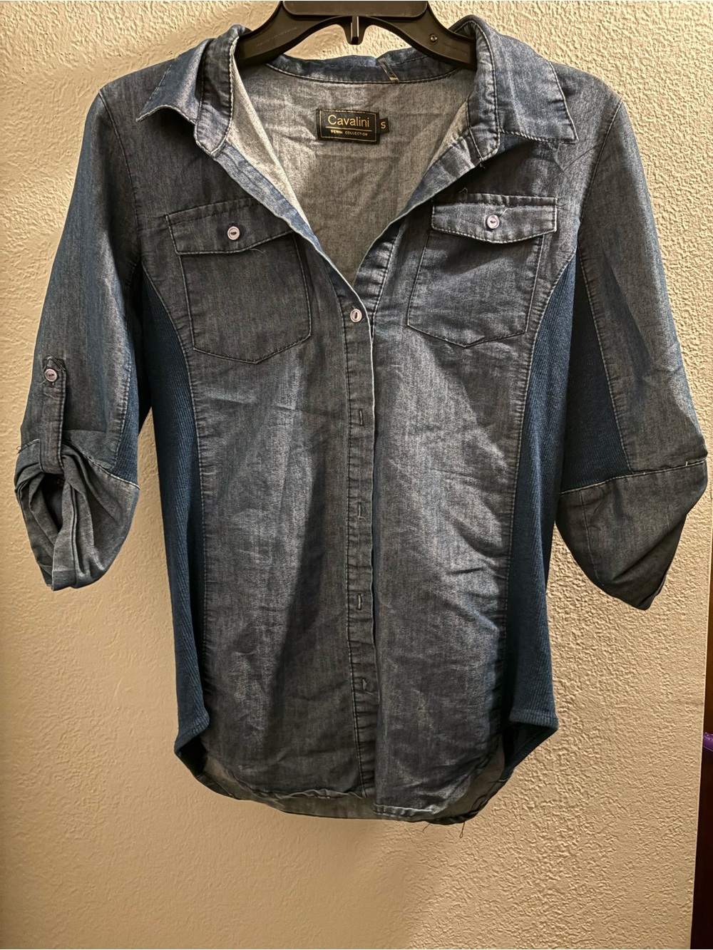 Cavalini Denim Collection Shirt in Light and Dark Blue